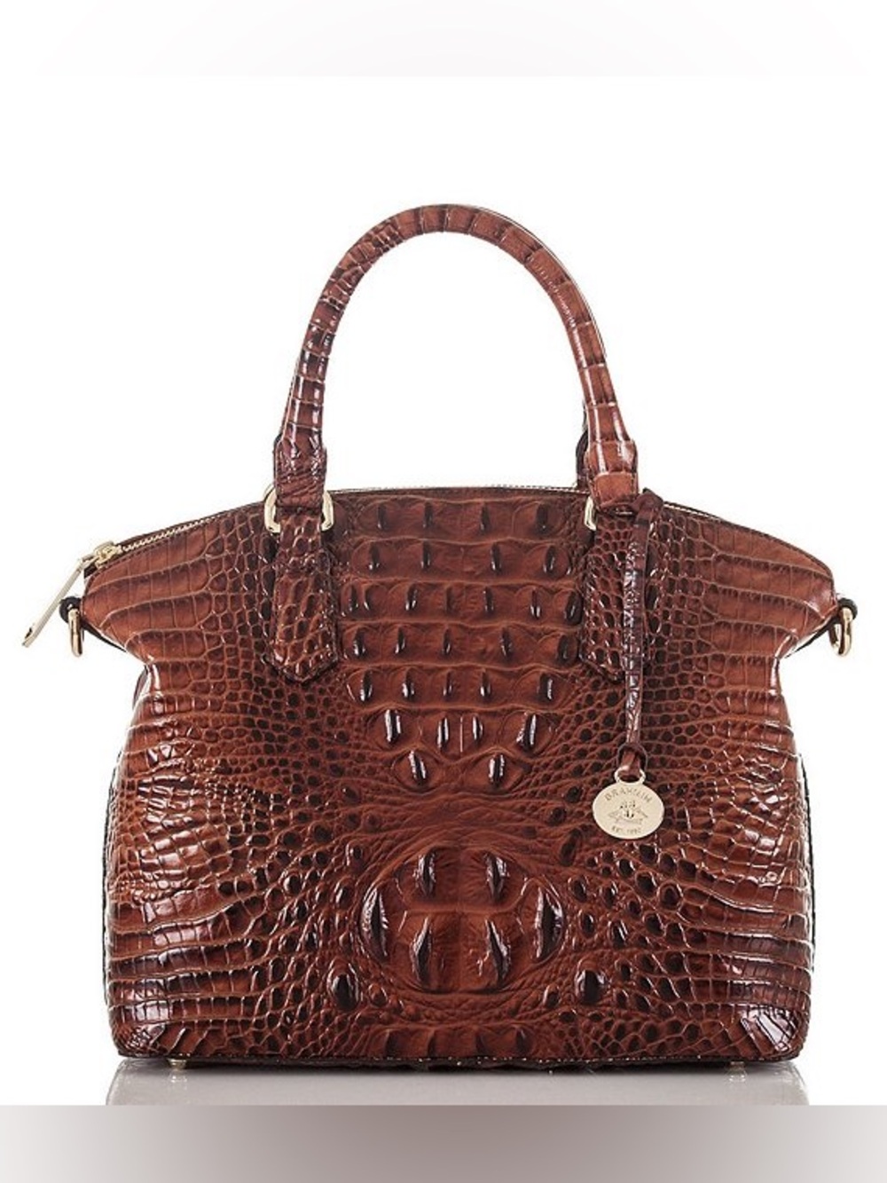 Preloved Authentic Brahmin Brown Croc-Embossed Leather Tote Bag/Matching Wallet